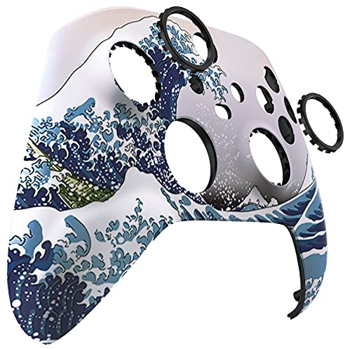eXtremeRate Cover per Xbox Series X S Joystick,Custodia Copertura Scocca Frontale Anelli Accessori Ricambio per Xbox Core Controller Model 1914,ASR Versione-Grande Onda