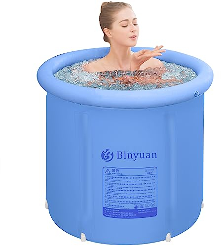 B&Y Faltbare Erwachsene Badewanne, 75x75cm Eisbaden Tonne Aufblasbare Eisbad für Athleten und Sportler Freistehende Ice Tub Eisfass für Outdoor