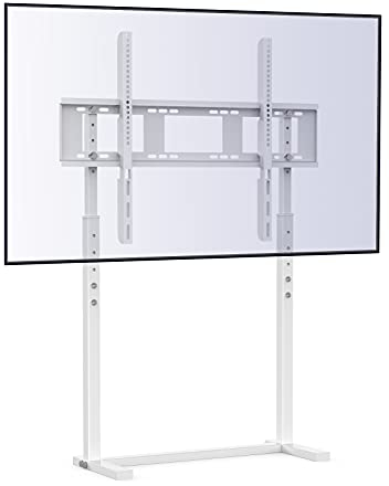UNHO Supporto TV da Pavimento Bianco: Porta TV da Terra Stand TV per 32-100 Pollici Porta Televisore da Pavimento Verticale Universale Altezza Regolabile Max VESA 800x400mm Max Capacità 40kg