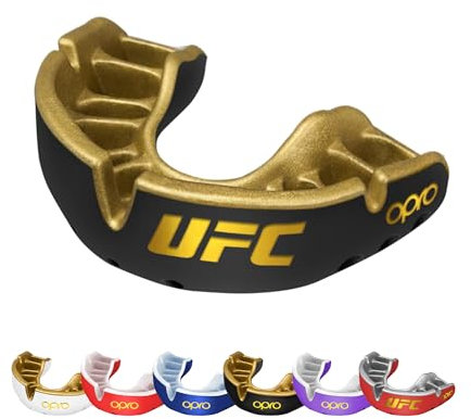 OPRO Gold Level UFC Mundschutz, Mundschutz Sport Erwachsene und Kinder, mit Vorgesetzter Komfort für Boxen, Lacrosse, MMA, Kampfsport, Hockey und alle Kontaktsportarten (Schwarz, Jugendliche)