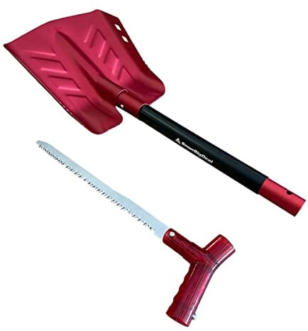 SnowBigDeal Notfall-Schneeschaufel mit Säge – umwandelt vom Graben in den Hacken-Modus – tragbar für Schneemobile, Lawinenrettung – Winter-Survival-Ausrüstung für Auto, Camping – T6 Aluminium