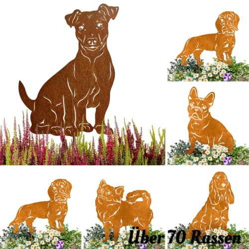 Terma Stahldesign Edelrost Hund Jack Russell Terrier, Handmade Germany, tolle gartendeko aus Rost-Metall, deko rostoptik, Rostfiguren Tiere, rostfiguren Garten, Rostdeko