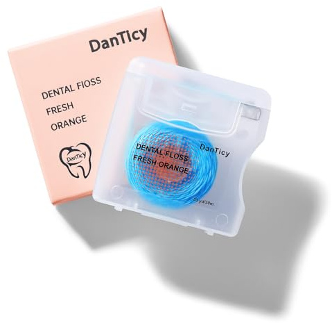 Kokosnuss-Öl infundiert gewebte Zahnseide, Deep Clean Natural Vegetable Waxed Floss, Extra Wide Reinigung und gleitet glatt & leicht, PFAS Free | Orange Flavored (33 Yds x 1 Unit)