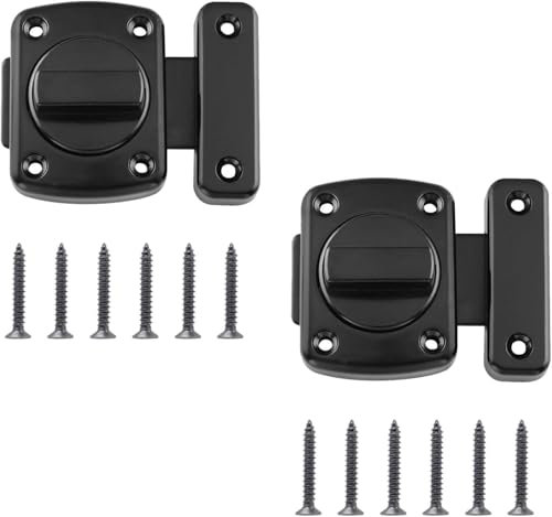 Flycppo Pestillo Puerta,2 Piezas Cerradura Giratoria Cerradura de Puerta con Tornillos para Puerta de Baño,Armario de Puerta-Negro