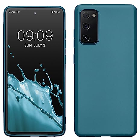 kwmobile Case kompatibel mit Samsung Galaxy S20 FE Hülle - Schutzhülle aus Silikon metallisch schimmernd - Handyhülle Metallic Karibikblau