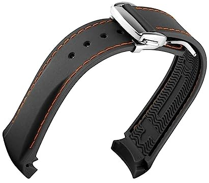 dayeer 20 mm 22 mm Luxus-Uhrenarmband aus Gummi mit gebogenem Ende und Faltschließe für Omega Seamaster-Armbänder aus Silikon