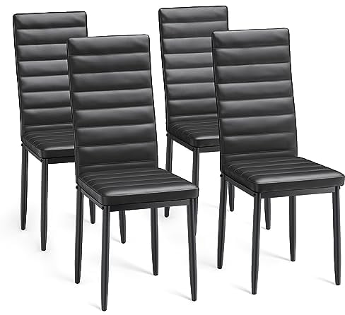 Bealife Esszimmerstühle 4er-Set, Esszimmerstühle-Set für Küche, Esszimmer, Esszimmerstuhl aus Kunstleder mit hoher Rückenlehne, modern, (Schwarz, 4)