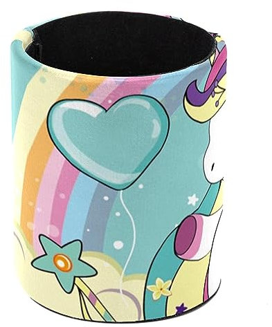 Eslifey Pot à crayons rond pour bureau, mouches licorne avec ballon sur les nuages, pot à stylos, pinceaux de maquillage, organisateur de papeterie pour la maison, le bureau, l'école