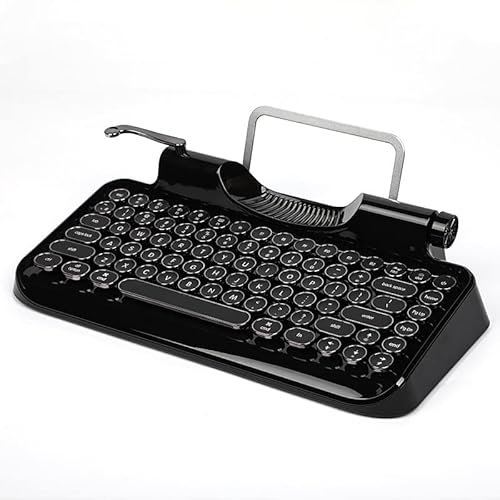 MLYYYDSS Typewriter Style Mechanical Wired & Wireless Keyboard with Tablet Stand, Bluetooth Connection