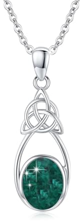 OHAYOO Kies Malachit Kette Silber 925 Wassertropfen Anhänger Halskette Keltischer Knoten Kette Kies Malachit Anhänger Kette Keltischer Schmuck Geschenke für Damen Mädchen