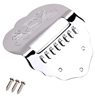 TOYANDONA Scalloped Metal Mandolin Tailpiece for 8 String Mandolin Guitar Silver Includes Screws Sturdy Musical Instrument Accessory