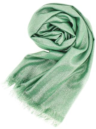 Stellazeta Elegante Stola für Damen, Zeremonie mit Lurex, eleganter Damen-Schulterschutz für Kleid, Schal für elegante Kleidung, leichter Damenschal für den Sommer, Hellgrün-Silber, 200 cm x 80 cm