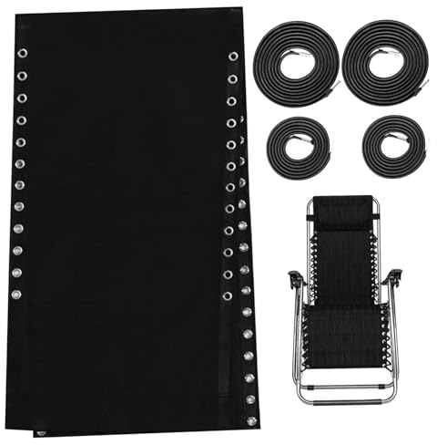 Hemore Stuhl Ersatzstoff, 63x17inch Schlinge Stuhl Ersatzstoff mit 4 Bungee -Kabel, Terrassstuhl Ersatzstoff für Patio Liegestuhl (schwarz)