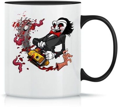 Moonai Saw with A Saw Klassische Keramik Kaffeetasse Weiß Schwarz Rosa Magisch 330ml