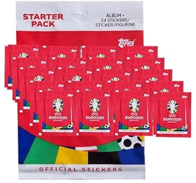 Generisch Topps UEFA EURO 2024 Sticker Kollektion (SWISS VERSION) Rote Sticker Variante – 1x Starterpack + 20x Stickertüten