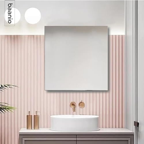 baanio - Espejo Baño Cuadrado 60x60 cm Pure | Espejos de Baño de Vidrio Resistente 4 mm, Plata Ecológica sin Cobre, Fácil Instalación | Diseño Moderno y Minimalista