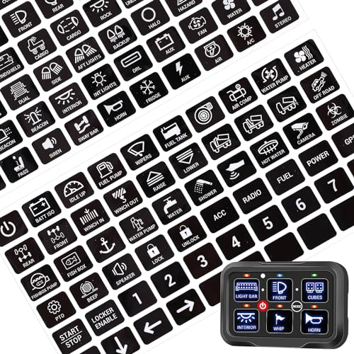 Andibro 240 Stück Auto-Schalttafel-Aufkleber,Multifunktions Auto Knopf Aufkleber kleines Auto Etikett für Schalttafel AR800 BA80 GA80 GB80 BB80 BC60 GC60 für Armaturenbrett Boot Wohnmobil LKW Fahrzeug