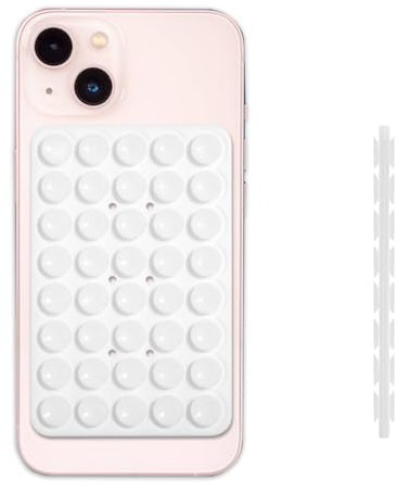 PEUTIER Silicone Double Face Support de Téléphone à Ventouse, Amovible Porte Téléphone Voiture Mains Libres Suction Phone Holder Polyvalent pour Appareils Mobiles en Verre Miroir (Blanc)