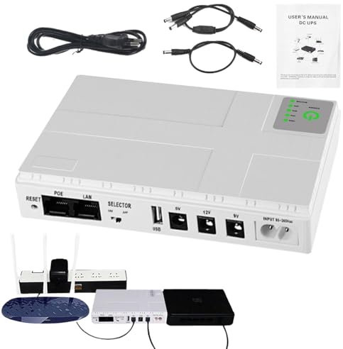 Backup-Batterie – Unterbrechungsfreier Router-Akku, Stromversorgung für Modem und Router | Miini – Notstromversorgung für Lautsprecher, Batterieblock, Notstromversorgung DC