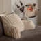 OHS Back Support Cushion for Bed, Faux Fur Ribbed Reading Pillow Super Soft Cosy Chair Pillow with Arms High Back Cuddle Cushion Reading Gaming, Natural