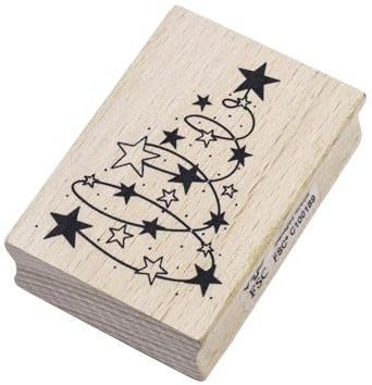 Artoz Stempel – Holzstempel – „Tannenbaum mit Sternen“ – 70 x 50 mm – Motivstempel zum Kartenbasteln für Weihnachten, Einladungen, Grüße