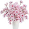 Luabue 6 Stück Kunstblumen Kirschblüten Deko Rosa Seidenblumen Kirschblütenzweig Sakura Deko Blumen für Hochzeitsdekoration DIY Blumenarrangements Party Balkon Garten Vase Frühlings Deko
