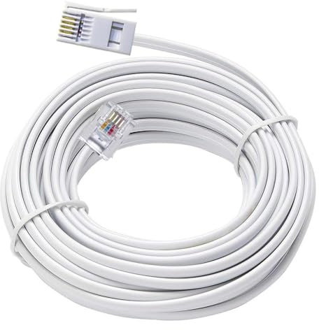 Dcszgzw 20M BT Phone to RJ11 Cable, 6P2C, Internet Cable, Broadband, Modem, Router, Landline Telephone, British UK BT Socket Wire, White