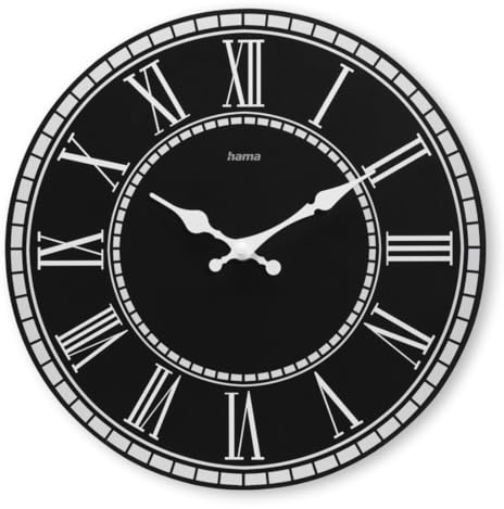 Hama Wanduhr Rab, Quarzuhr, ohne Ticken, MDF, Vintage, Ø 30 cm, Schwarz