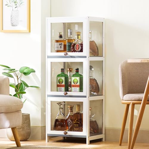 MAAOBR Weinschrank mit Stauraum, Weinbar-Regalschrank, Alkohol-Lagerschrank, Wein-Lagerschrank, 4-stöckiger Bauernhaus-Spirituosen-Kaffeebarschrank für Zuhause(3rd Floor,L40cm)