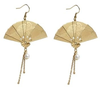 Ohrringe Frauen Fan Ohrringe Sektor Tropfen Ohrringe Kleine Fächer Baumeln Ohrringe Niedlich Retro Ethno Hübsche Ohrstecker Textu Creolen für Frauen, Einheitsgröße, Edelstahl, Erstellter Zirkonia Kein