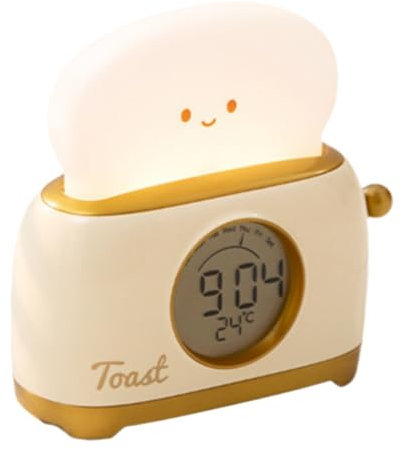 Koolenry Niedlicher Toaster Digitaler Brotbackautomat Nachtlicht Dimmbare LED-Brotrösterlampe 1200mAh Nachtlicht für Schlafzimmer, Nachttisch, Schreibtisch