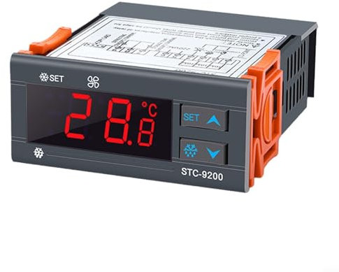 DAZZLEEX STC-9200 - Termostato elettronico digitale con doppi sensori per la refrigerazione e lo sbrinamento della ventola, compatibile con congelatore a freddo 220 V AC