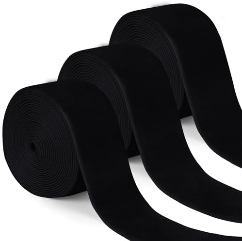 Uiopa 3 Rollen Samtband Schwarz Geschenkband Breit 38mm x 2,7m Schleifenband Samt Dekoband Ribbon Stoffbänder für Geschenkverpackungen, Kränze, Blumensträuße, DIY-Projekte