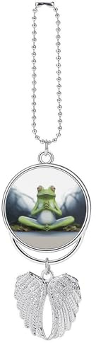 Lustiger Yoga-Frosch-Auto-Hängeornament, Rückspiegel-Anhänger, Glücksgeschenke, hängende Ornament, lustiger Auto-Anhänger für Büro, Auto, Heimdekoration, Silber-Stil