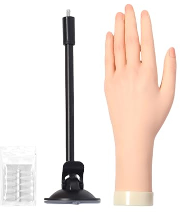 Manicure Practice Hand - Practice Nail Hand | Bendable Soft Finger Model with Jelly Glue Suction Cup Beginner-Friendly for Women Teen Girls Salon Demonstration
