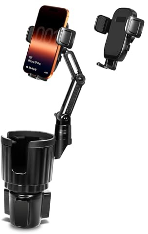 VEKTO Handy Halterung Auto Getränkehalter Auto Handyhalterung – Wackelfrei ohne Saugnapf, 360° Drehbar, Stabiler Dual-Arm for 4–7 Zoll iPhone & Galaxy