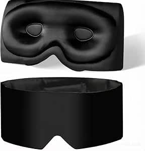 3D Contoured Mulberry Silk Sleep Mask - 22 Momme 6A Zero Pressure Eye Cover with Silver Ion & Adjustable Strap, Blackout Travel Blindfold for Hair Skin, Luxury Night Aid for Men Women (Topnma)
