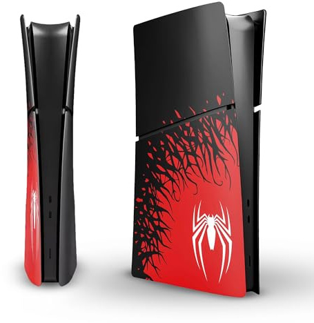 Plaque frontale pour PS5 - Coque latérale fine pour PlayStation 5 Édition numérique - Accessoire de remplacement - Design personnalisé anti-rayures et anti-poussière - Motif araignée numérique
