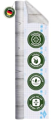 Veluxis Möbelfolie selbstklebend Holzoptik Eiche Weiß – 210 cm | zuschneidbar, rückstandsfrei entfernbar