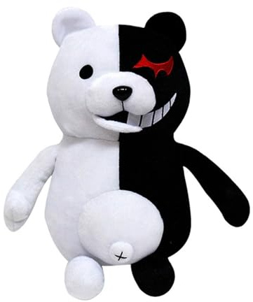 Generisch Monokuma Anime Plüsch Kissen Cartoon Stuffed Weiches Monomi-chan/Monokuma Soft Figuren PP-Baumwolle Schlafzimmer-Dekoration Geschenke (Schwarz)