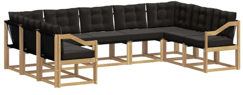 vidaXL Outdoor-Sofagarnitur mit Kissen 9 pcs Weiß und Schwarz, Garten, modernes Outdoor-Sofa-Set, wetterfestes Ensemble, Bequeme Terrassenlounge, vielseitige Sitzgruppe