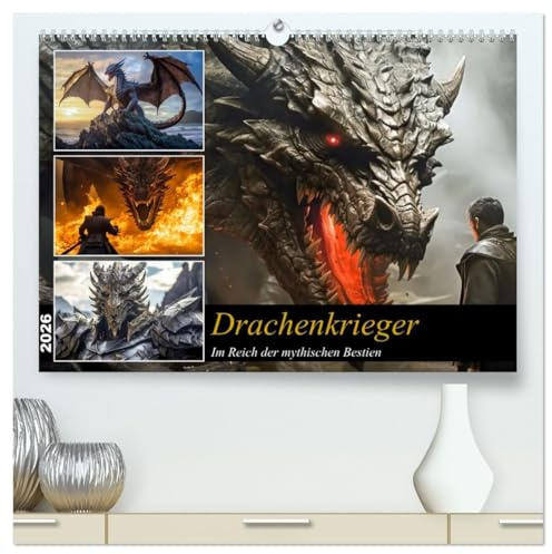 Drachenkrieger (hochwertiger Premium Wandkalender 2026 DIN A2 quer), Kunstdruck in Hochglanz: Im Reich der mythischen Bestien (CALVENDO Kunst)