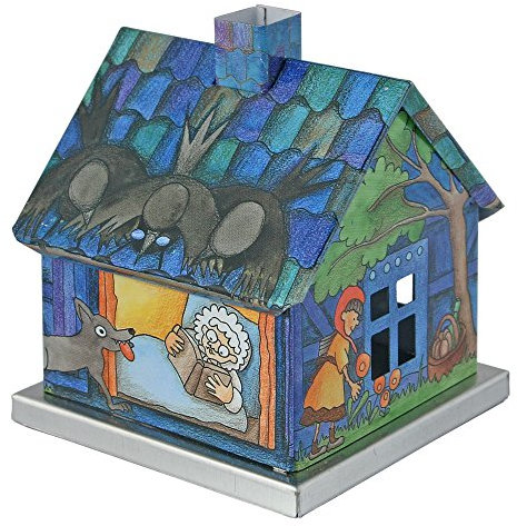 KNOX - Räucherhaus/Räucherkerzenhalter Märchenhaus aus Metall - für Räucherkerzen Größe M - Motiv: Rotkäppchen - Maße: ca. 6 x 6 x 7 cm