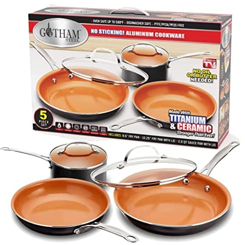 GOTHAM STEEL Ensemble de 5 ustensiles de Cuisine Kitchen Essentials avec Surface en cuivre Ultra antiadhésive, Passe au Lave-Vaisselle