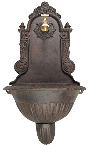 aubaho Waschbecken Wandbrunnen Garten Eisen Antik-Stil Brunnen braun 65cm