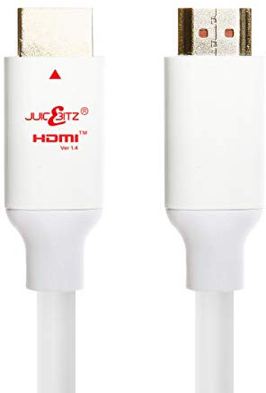 JuicEBitz 4K HDMI Cable 2M with Ethernet, Premium Series High Speed HDMI 4k/30fps. 1.4 HDMI Lead. HDMI to HDMI Cable, Compatible with Xbox, Playstation, Sky, Projector + More. 2M Long HDMI, White