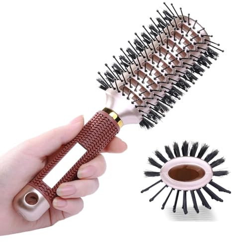 PERFEHAIR Ovale Haarbürste mit doppelseitigen Wildschweinborsten, Haarbürste antistatisch für Damen und Herren, mittellanges oder kurzes Haar