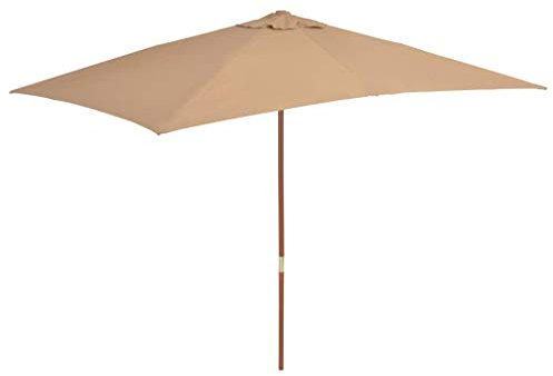 Tidyard Parasol d'Extérieur avec Poteau en Bois Protection UV Taupe 200 x 300 cm