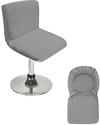 BTSKY Graue Barhocker-Schonbezüge mit Rückenlehnenbezug, Stretch-Stuhlbezug für kurzen Drehstuhl, Esszimmerstuhl, Rückenlehne, Barhocker, Stuhl