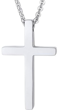 Stainless Steel Cross Pendants Necklace with Chain Women Men Crucifix Religious Jewelry
